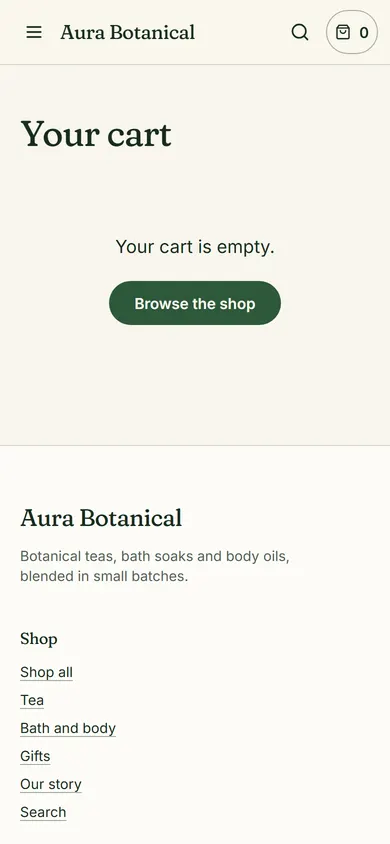 Aura Botanical, Cart page on a phone