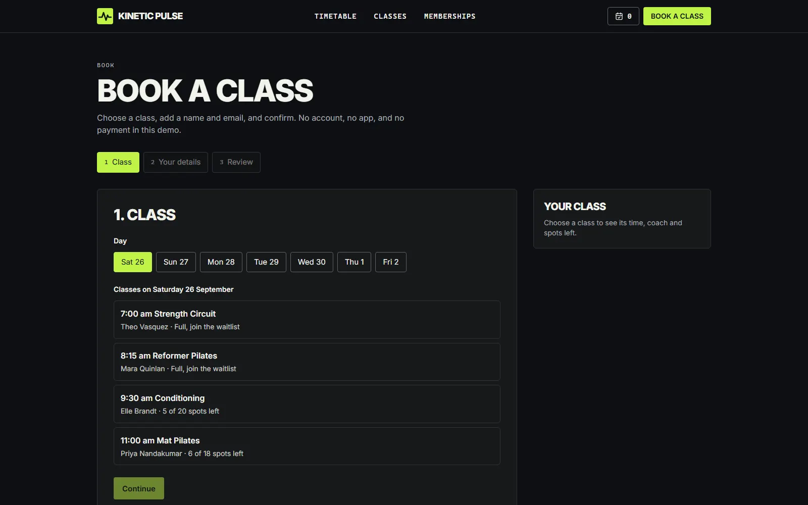 Kinetic Pulse, Book page on desktop